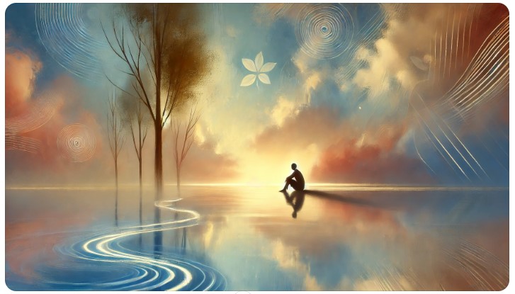 Rustige en reflectieve scène die emoties leren uitschakelen symboliseert voor mensen met ADHD, autisme en hoogsensitiviteit.