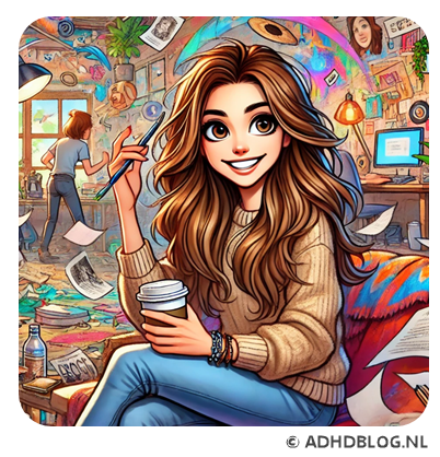 Cartoon van een vrouw met ADHD
