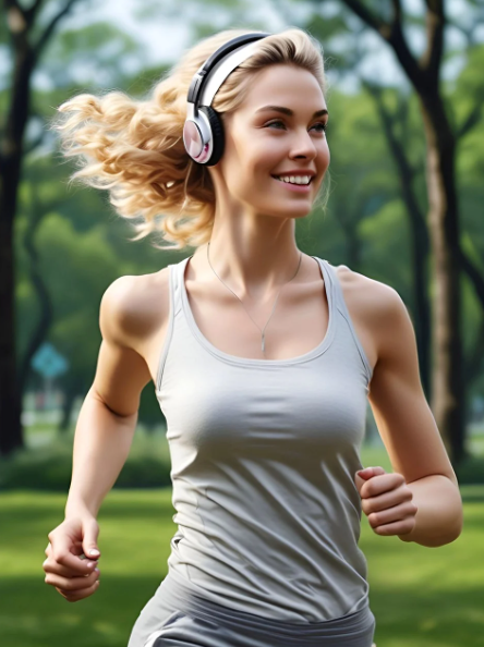 Vrouw aan het hardlopen in het park.